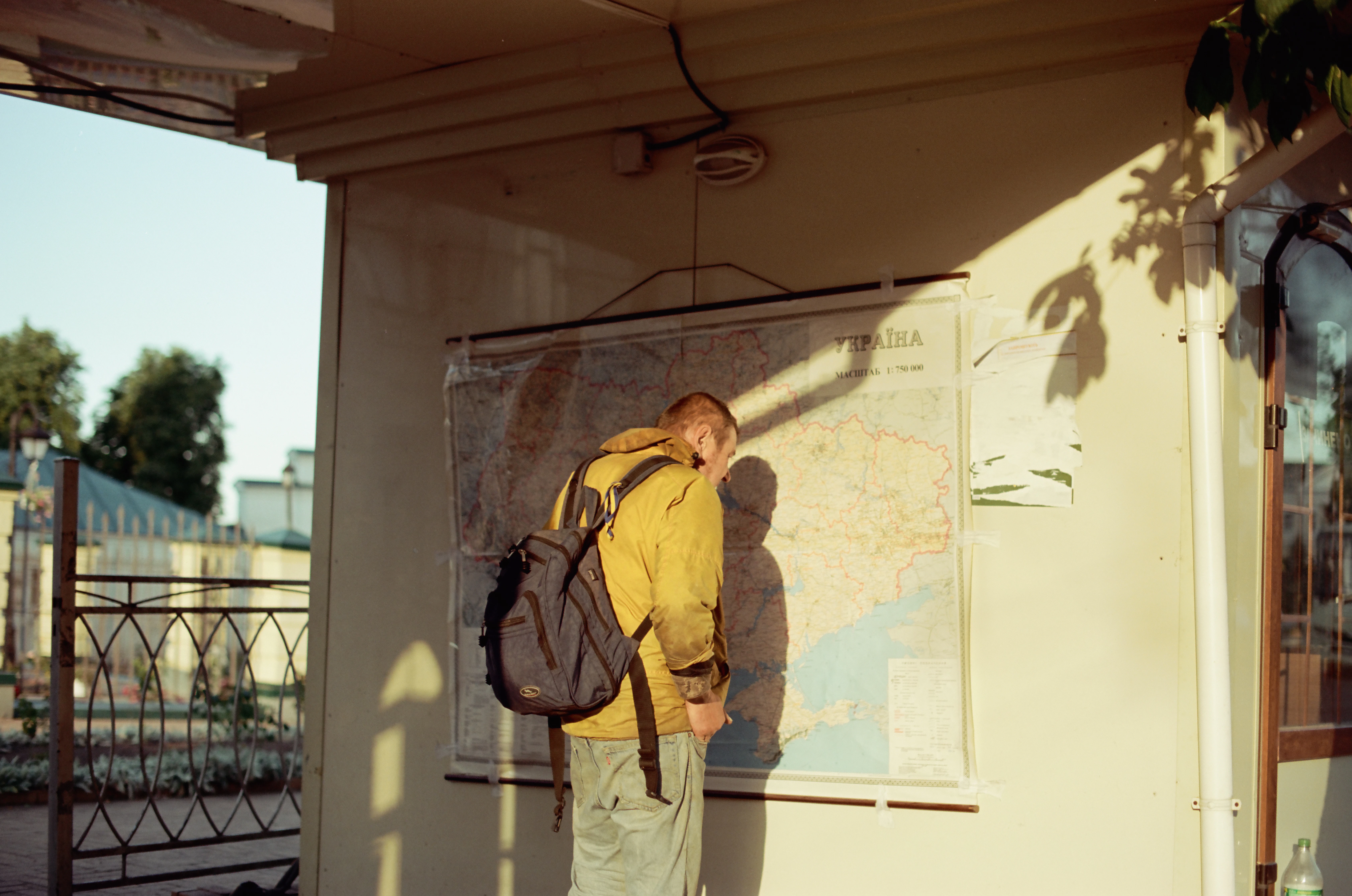 A man studies a map.
